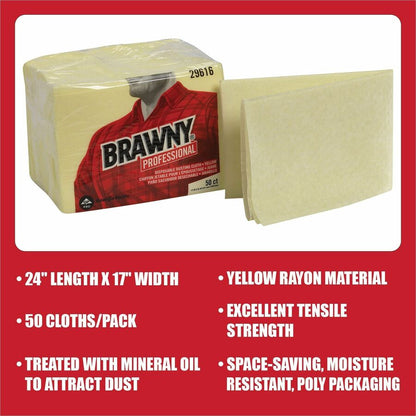 Brawny Professional Disposable Dusting Cloths, 24" x 17", Yellow, 50/Pack (GPC29616PK)