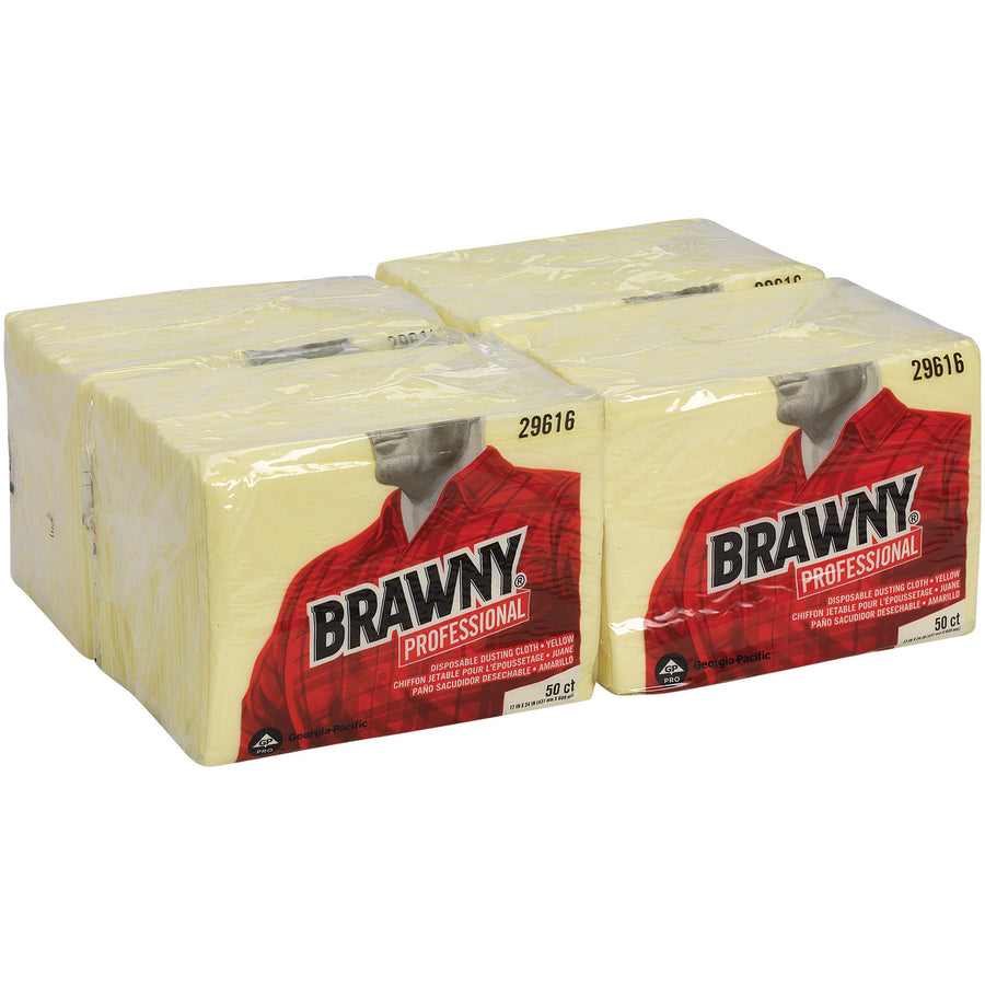 Brawny Professional Disposable Dusting Cloths, 24" x 17", Yellow, 50/Pack (GPC29616PK)