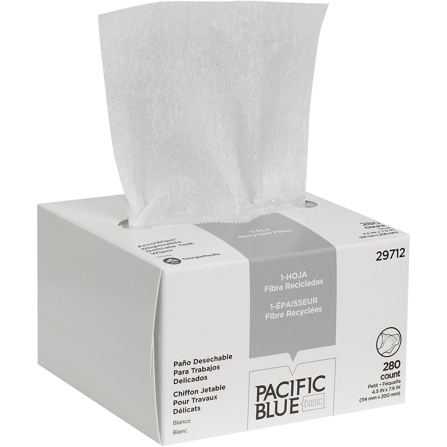 Pacific Blue Basic AccuWipe Recycled Disposable Delicate Task Wipers, 280/Box (GPC29712BX)