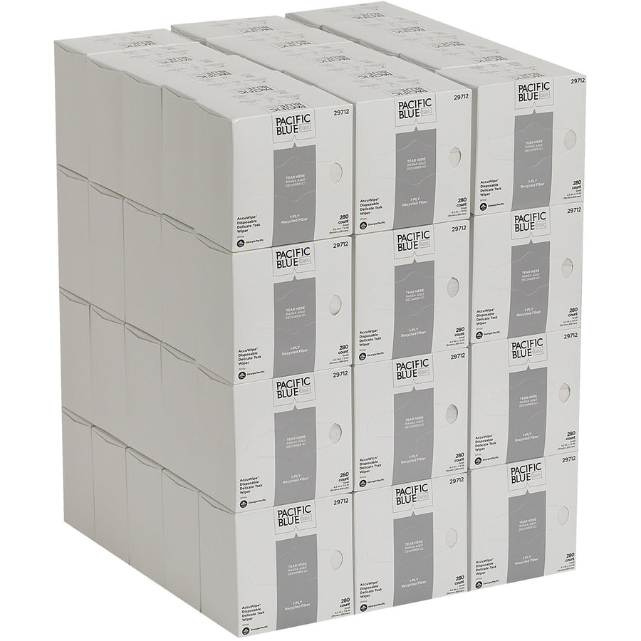 Pacific Blue Basic AccuWipe Recycled Disposable Delicate Task Wipers, 280/Box (GPC29712BX)