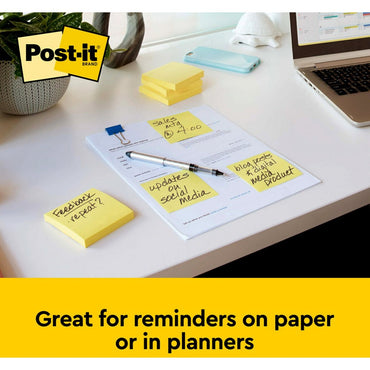 Post-it Original Pads in Canary Yellow, Value Pack, 3" x 3", 100 Sheets/Pad, 24 Pads/Pack (MMM65424VAD)