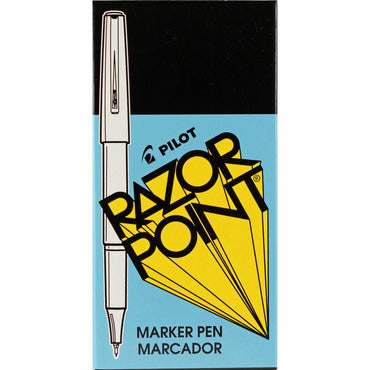 Pilot® Razor Point Fine Line Porous Point Pen, Stick, Extra-Fine 0.3 mm, Black Ink, Black Barrel, Dozen (PIL11001)