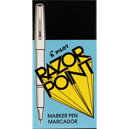 Pilot® Razor Point Fine Line Porous Point Pen, Stick, Extra-Fine 0.3 mm, Black Ink, Black Barrel, Dozen (PIL11001)