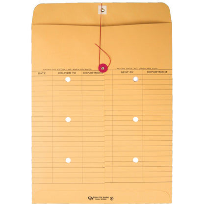 Quality Park Recycled Kraft String/Button Interoffice Envelope, #97, 10 x 13, Brown Kraft, 100/CT (QUA63560)