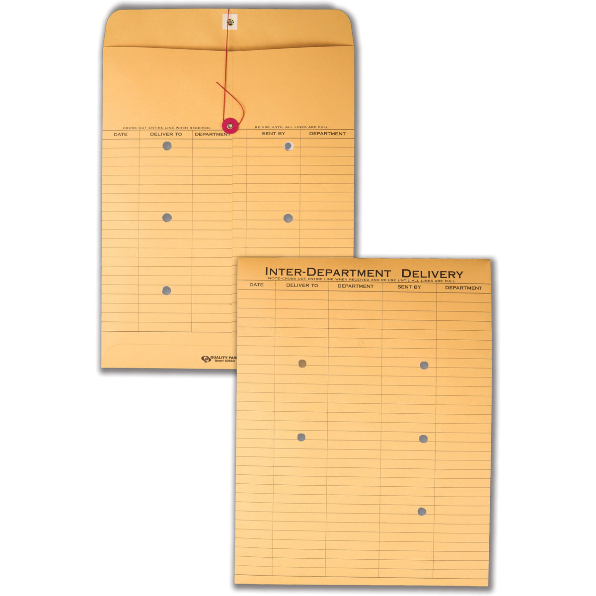 Quality Park Recycled Kraft String/Button Interoffice Envelope, #97, 10 x 13, Brown Kraft, 100/CT (QUA63560)