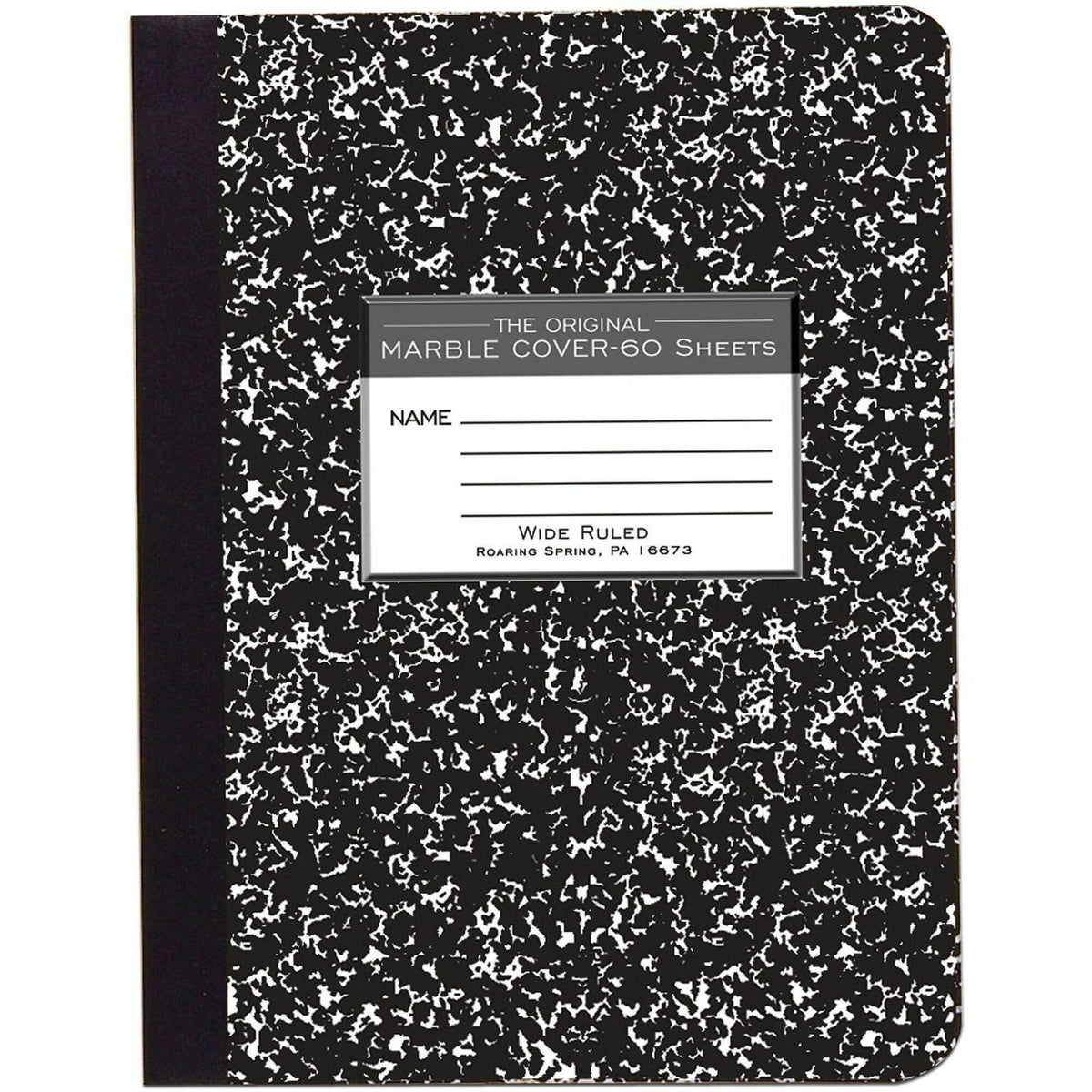 Roaring Spring Marble Cover Composition Book, Wide/Legal Rule, Black Marble Cover, (60) 9.75 x 7.5 Sheets (ROA77222)