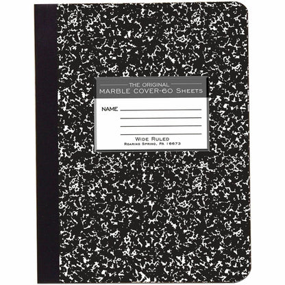Roaring Spring Marble Cover Composition Book, Wide/Legal Rule, Black Marble Cover, (60) 9.75 x 7.5 Sheets (ROA77222)