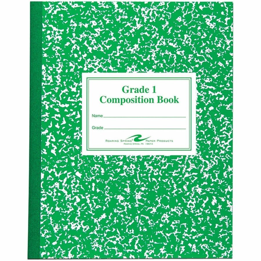 Roaring Spring Grade School Ruled Composition Book, Grade 1 Manuscript Format, Green Marble Cover, (50) 9.75 x 7.75 Sheets (ROA77920)