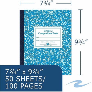 Roaring Spring Grade School Ruled Composition Book, Grade 2 Manuscript Format, Blue Marble Cover, (50) 9.75 x 7.75 Sheets (ROA77921)