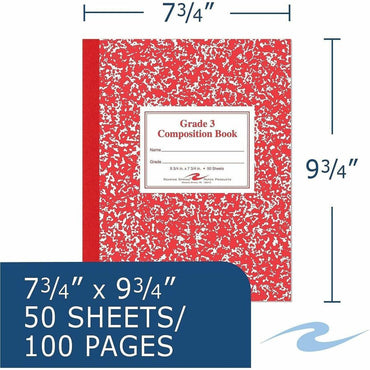 Roaring Spring Grade School Ruled Marble Flexible Cover Composition Book, 50 Sheets, 100 Pages (ROA77922)