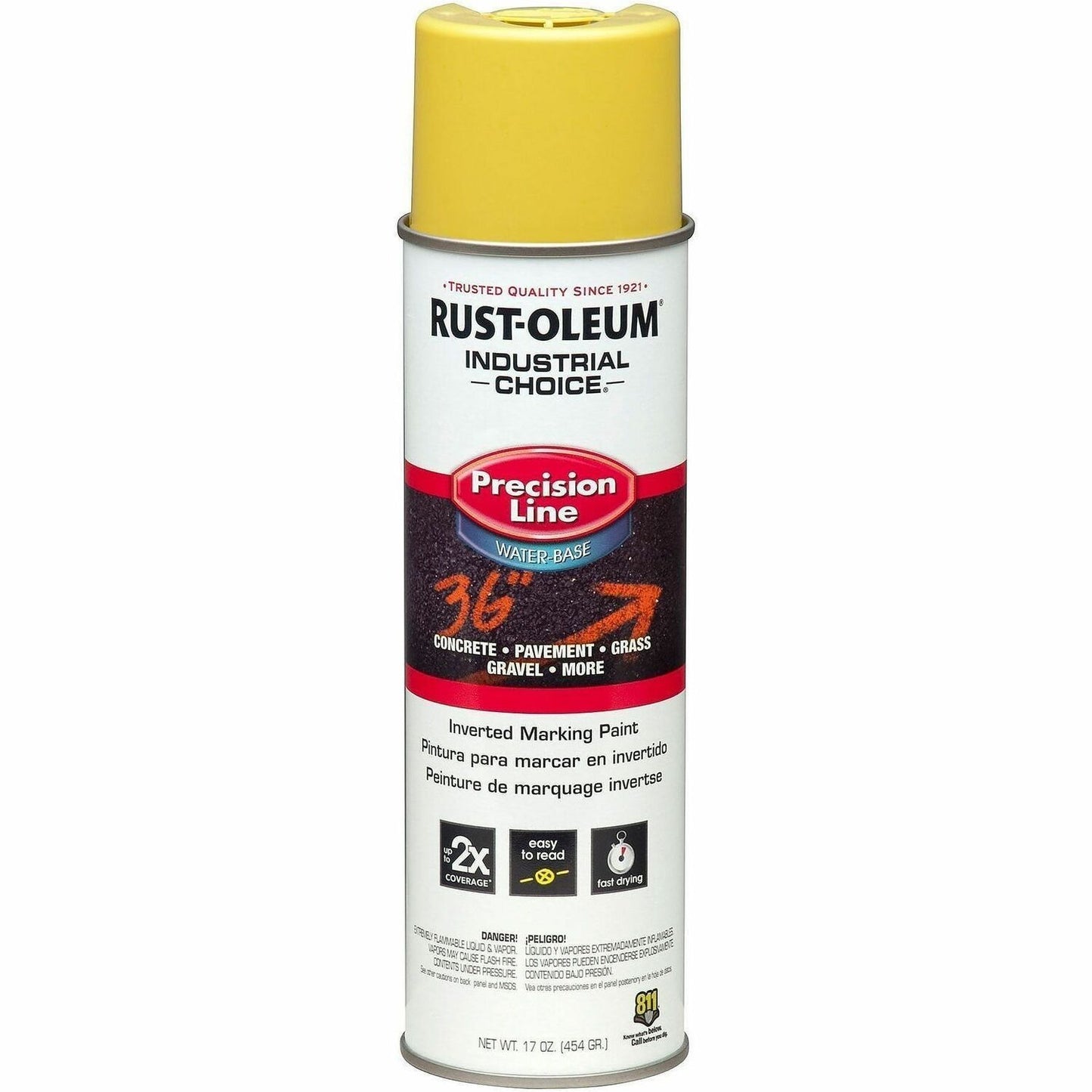 Industrial Choice White M1800 Marking Paint Spray, Aerosol, High Visibility Yellow, 1.06 lb  (RST203034)