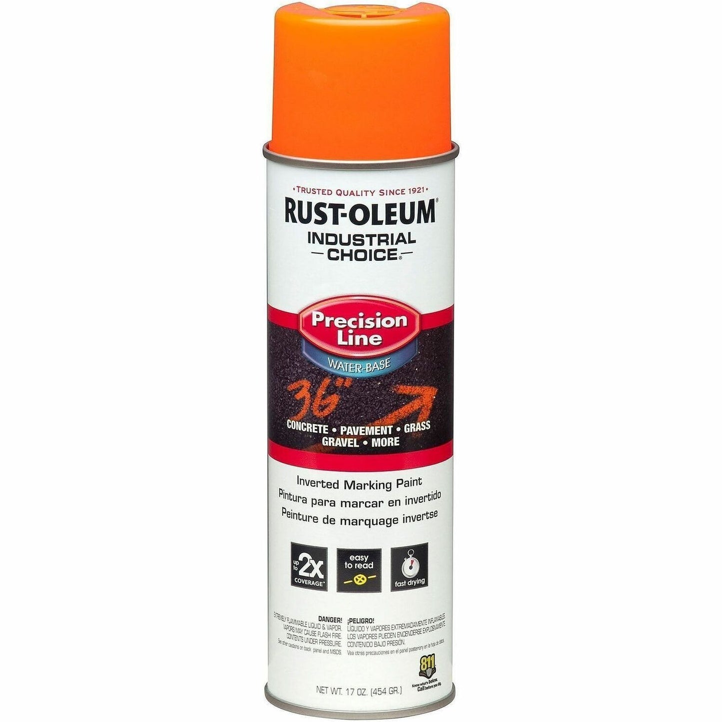 Industrial Choice White M1800 Marking Paint Spray, Aerosol, Fluorescent Orange, 1.06 lb  (RST203036)