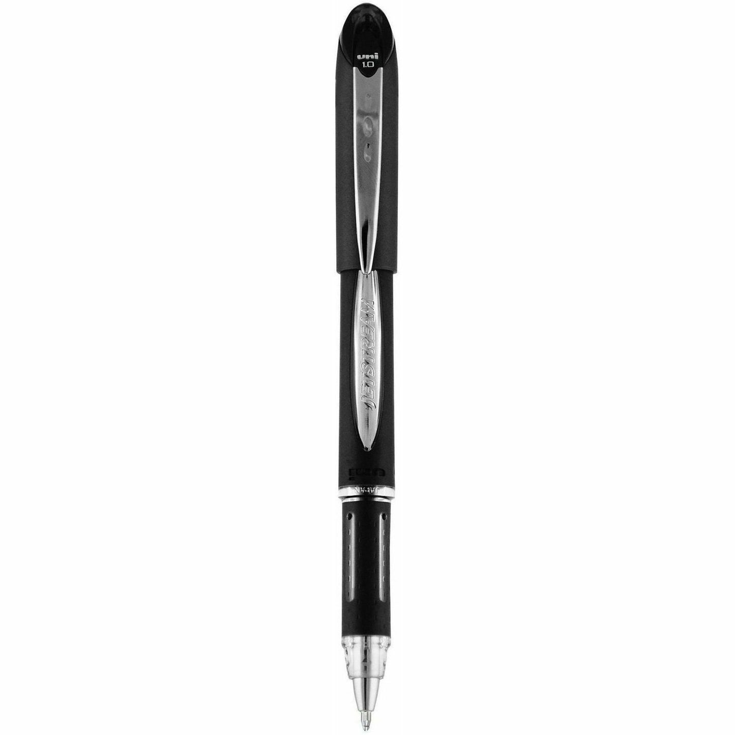 uniball Jetstream Ballpoint Pens, Refillable, Black Ink, Pigment-based, Black Stainless Steel Barrel, 12/Dozen (UBC33921DZ)