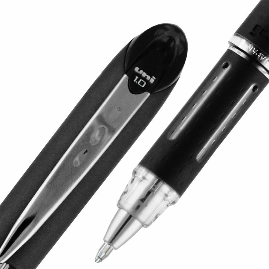 uniball Jetstream Ballpoint Pens, Refillable, Black Ink, Pigment-based, Black Stainless Steel Barrel, 12/Dozen (UBC33921DZ)