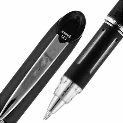 uniball Jetstream Ballpoint Pens, Refillable, Black Ink, Pigment-based, Black Stainless Steel Barrel, 12/Dozen (UBC33921DZ)