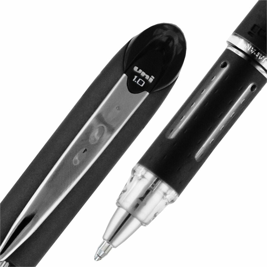 uniball Jetstream Ballpoint Pens, Refillable, Black Ink, Pigment-based, Black Stainless Steel Barrel, 12/Dozen (UBC33921DZ)