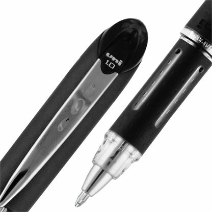 uniball Jetstream Ballpoint Pens, Refillable, Black Ink, Pigment-based, Black Stainless Steel Barrel, 12/Dozen (UBC33921DZ)