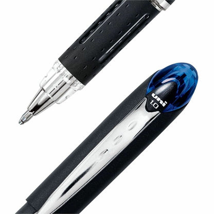uniball Jetstream Ballpoint Pens, Blue Ink, Pigment-based, Black Stainless Steel Barrel, 12/Dozen (UBC33922DZ)