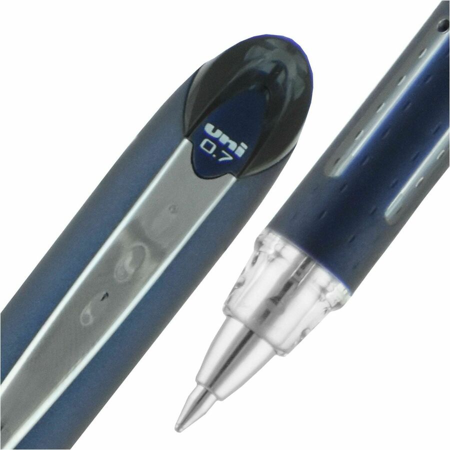 uniball Jetstream Ballpoint Pen, Black Ink, Pigment-based, Blue Stainless Steel Barrel, 12/Dozen (UBC40173DZ)