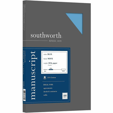 Southworth Manuscript Covers, For 12 1/2" x 9" Sheet, Blue, 100/Box (SOU41SM)