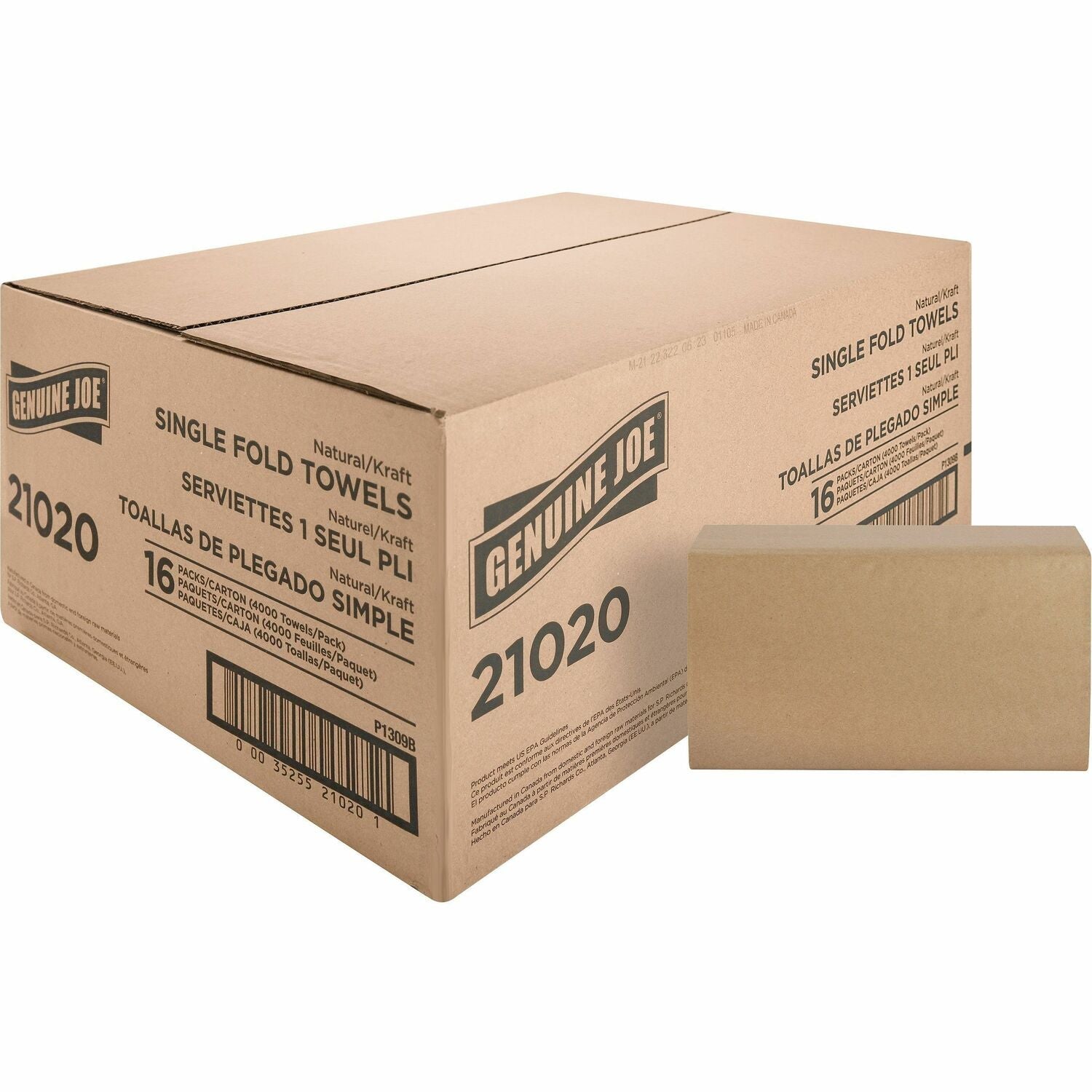 genuine-joe-21020-natural-singlefold-paper-towels-num-gjo21020_1