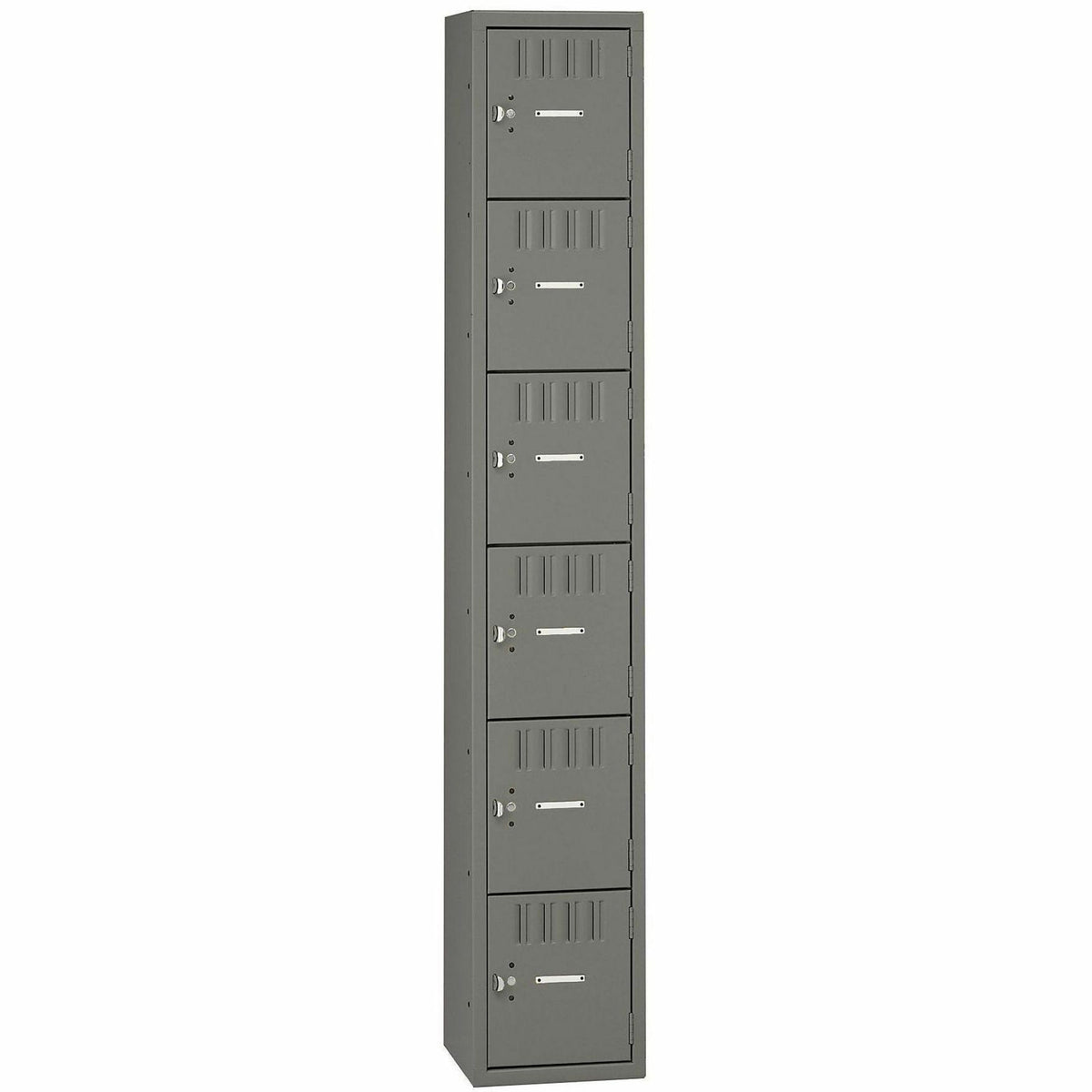 Tennsco 6-Tier No Legs Steel Box Lockers, Internal Size 12" x 12" x 18", Overall Size 72" x 12" x 18", Medium Gray (TNNBS6121812AMG)