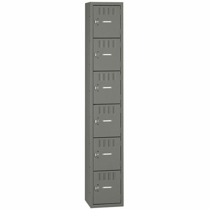 Tennsco 6-Tier No Legs Steel Box Lockers, Internal Size 12" x 12" x 18", Overall Size 72" x 12" x 18", Medium Gray (TNNBS6121812AMG)
