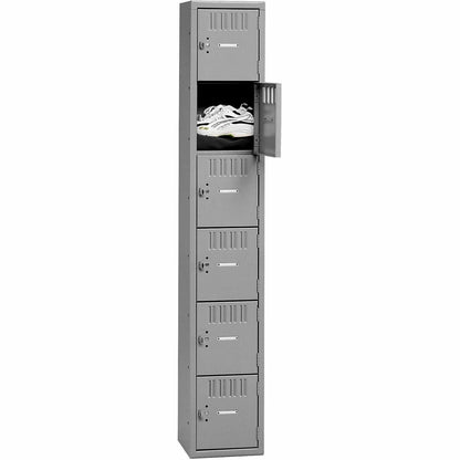 Tennsco 6-Tier No Legs Steel Box Lockers, Internal Size 12" x 12" x 18", Overall Size 72" x 12" x 18", Medium Gray (TNNBS6121812AMG)