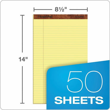 TOPS The Legal Rule Writing Pads, Legal, 50 Sheets, Canary, 12/Dozen (TOP7572)