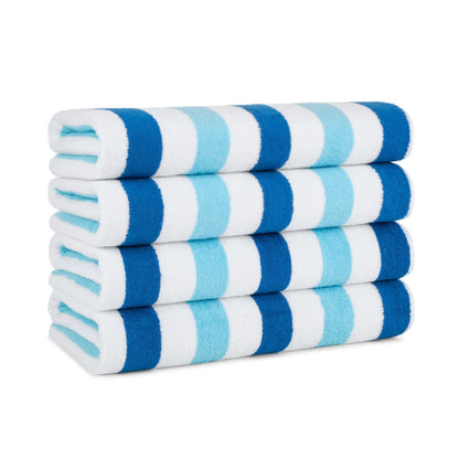 Hospeco® Cabo Cabana Beach Towel 30x70 Navy/Blue, 4/Pack (CABOCABANA-NV/BL)