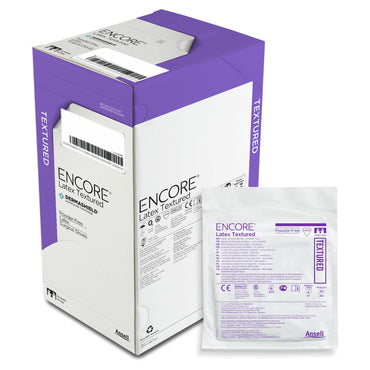 ENCORE® Latex Textured Surgical Glove Size 8.5 Sterile Latex Standard Cuff Length Fully Textured Ivory Chemo Tested (221026_PR)