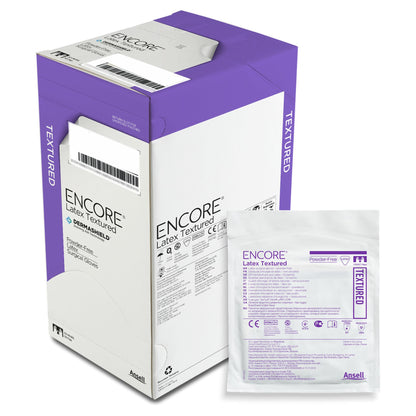 ENCORE® Latex Textured Surgical Glove Size 8.5 Sterile Latex Standard Cuff Length Fully Textured Ivory Chemo Tested (221026_PR)