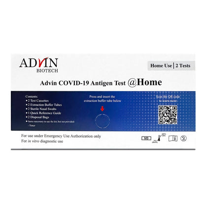 Advin Respiratory Test Kit COVID-19 Antigen Test 2 Tests per Kit (1241225_KT)