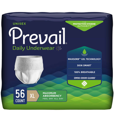 Prevail® Daily Underwear Maximum Unisex Adult Absorbent Underwear Pull On with Tear Away Seams X-Large Disposable Heavy Absorbency (721375_BG)