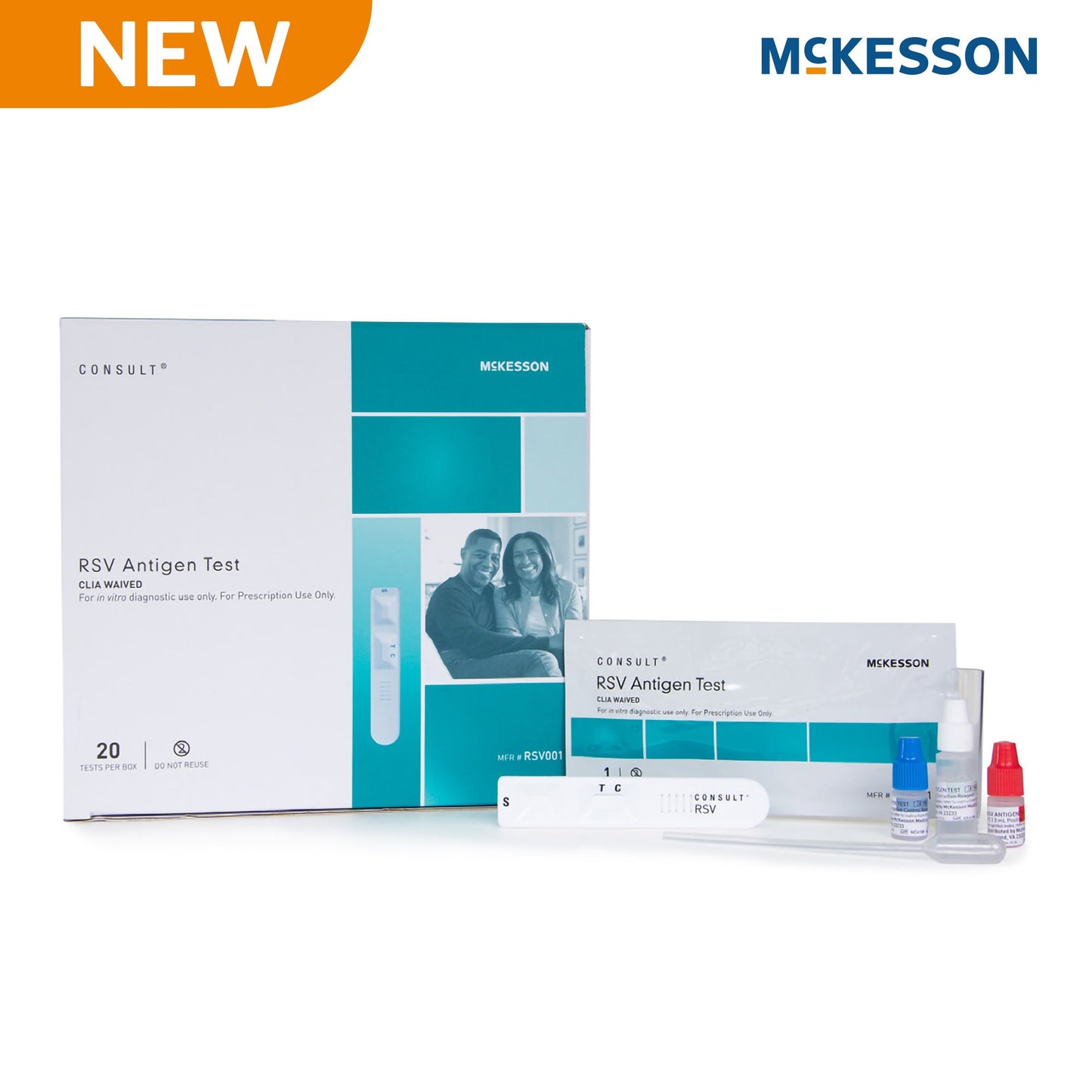 McKesson Consult™ Respiratory Test Kit RSV 20 Tests CLIA Waived (1254619_KT)