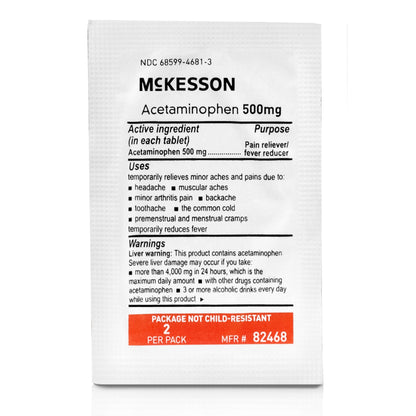 McKesson Pain Relief 500 mg Strength Acetaminophen Unit Dose Tablet 250 per Box (1111740_BX)