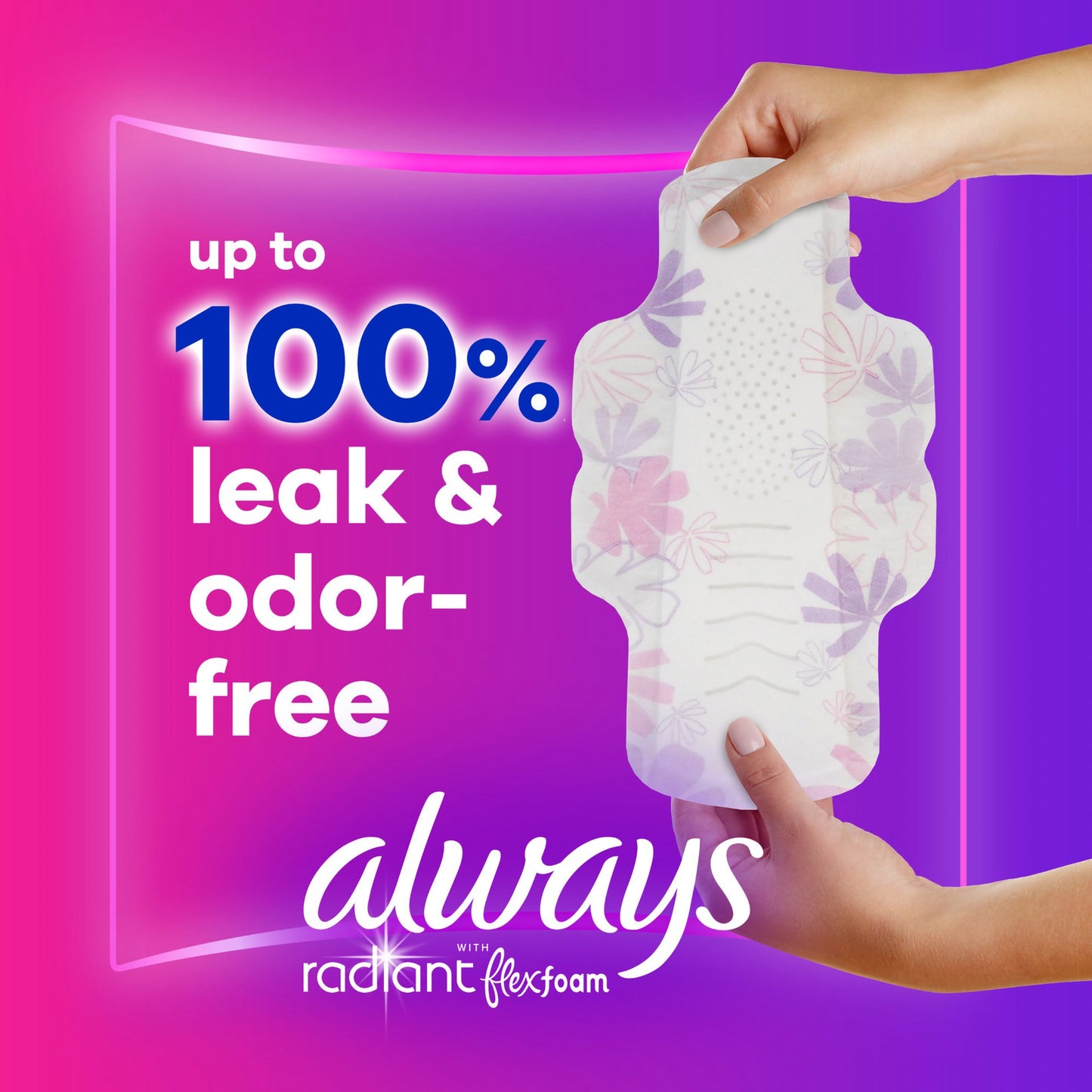 Always® Radiant with FlexFoam Feminine Pad With Wings Regular Absorbency (1231750_BX)