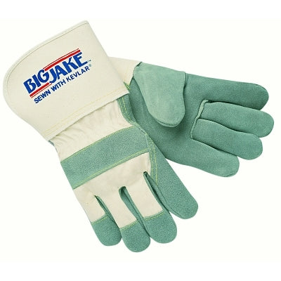 MCR Safety Big Jake® Premium A+ Side Split Leather Work Gloves, 1710, Canvas/Jersey Lining, Single Palm, 4.5 in Cuff, XL (127-1710XL)