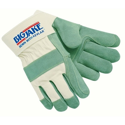 MCR Safety Big Jake® Premium A+ Side Split Leather Work Gloves, 1711, Canvas/Jersey Lining, Dbl Palm, 4.5 in Cuff, XL (127-1711)