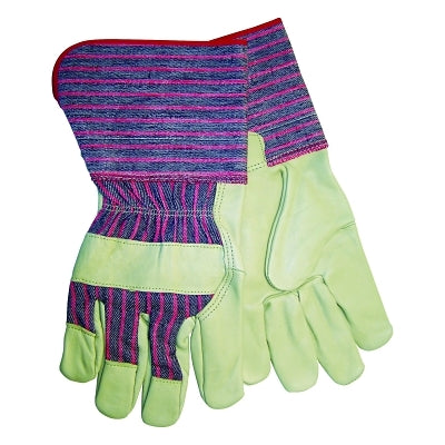 MCR Safety Industrial Grade Leather Palm Work Gloves, Grain Cowhide, Fleece Lined, Large, Beige, 4.5 in L Gauntlet Cuff (127-1933L)