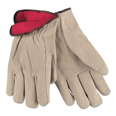 MCR Safety Insulated Drivers Gloves, 3150, Premium Tan Split Cowhide, Red Fleece Lining, X-Large, White (127-3150XL)