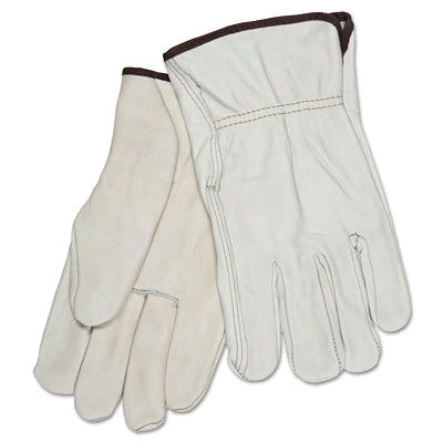MCR Safety Unlined Drivers Gloves, CV Grade Grain Cow Leather, X-Large, Straight Thumb, Beige (127-3202XL)
