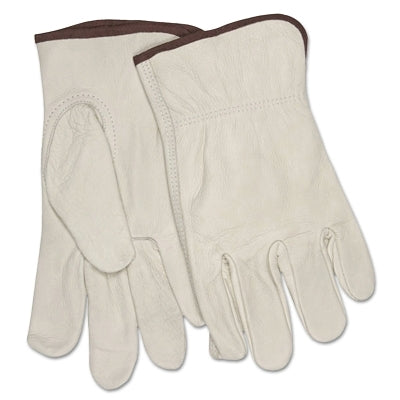 MCR Safety Unlined Drivers Gloves, Cow Grain Leather, 2X-Large, Keystone Thumb, Beige/Brown (127-32113XL)