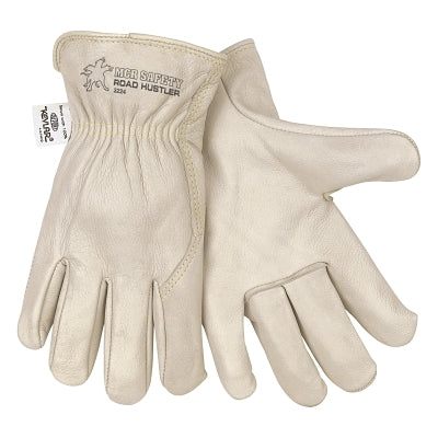 MCR Safety Road Hustler Premium Grade Cowhide Grain Leather Drivers Gloves, 3224, Unlined, Medium, Wing Thumb/Shirred Elastic Bk (127-3224M)
