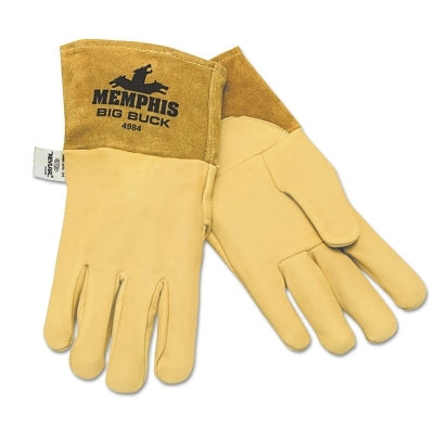 MCR Safety Big Buck MIG/TIG Welding Gloves, Deerskin & Cowskin Leather, L, Gldn Cream/Brown (127-4984L)