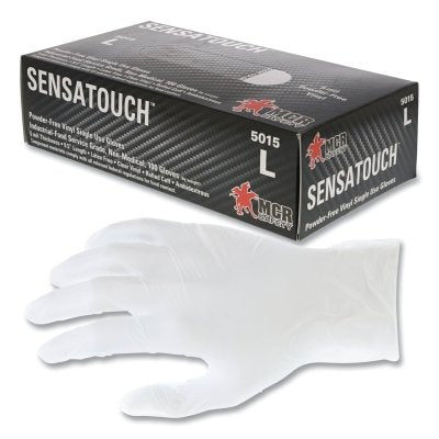 MCR Safety SENSAGUARD Powder-Free Vinyl Disposable Gloves, 5 mil, X-Large, Clear (127-5015XL)