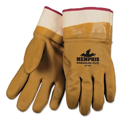 MCR Safety Foam Lined Gloves, PVC, Safety, Orange/Sandy, Large (127-6710T)
