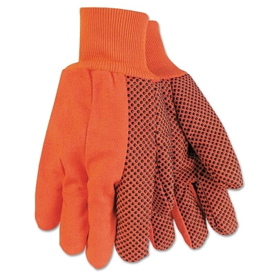 MCR Safety Double-Palm Canvas Gloves, Large, Hi-Visibility Orange, Knit Wrist Cuff (127-9018DO)