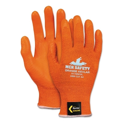 MCR Safety Kevlar Hi-Vis Nitrile Foam Palms, 2X-Large, Orange (127-9178NFOXXL)