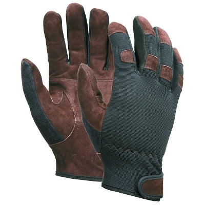 MCR Safety 920 Mechanics Economy Glove, Spandex/Leather, Medium, Black/Brown (127-920M)